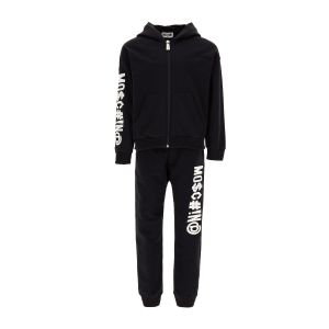 Moschino Kids Black And White Hooded Zip-Up Tracksuit