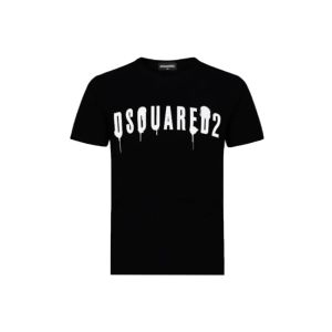 DSQUARED2 Black With White 'Spray Paint' Printed Logo T-shirt