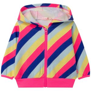 Billieblush Girls Pink Bold Stripe Rainbow Zip-Up Top