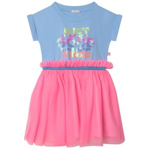 Billieblush Girls Blue & Pink 'Good Vibes' Tulle Dress