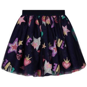 Billieblush Girls Navy Blue Tulle Hearts & Stars Skirt