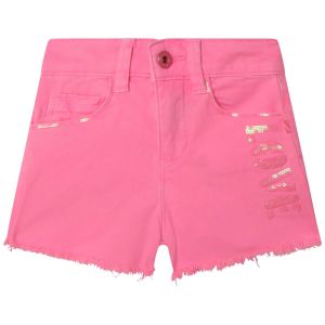 Billieblush Girls Pink  Sequin 'Love' Cotton Twill Shorts