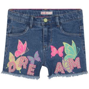 Billieblush Girls Blue Butterfly Print Denim Shorts