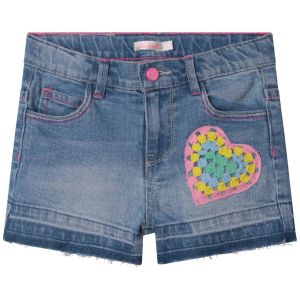 Billieblush Girls Blue Crochet Heart Denim Shorts