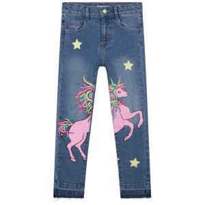 Billieblush Girls Blue Denim Slim Fit Unicorn Jeans