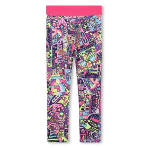 Billieblush Girls Blue &amp; Neon Pink Graphic Leggings