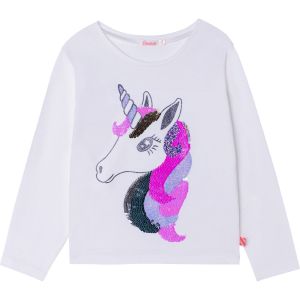 Billieblush Ivory Long Sleeve T-Shirt With Unicorn Sequin Print