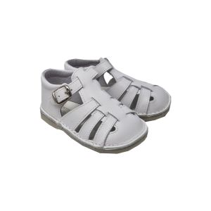 Pretty Originals Girls White Leather Sandals With Buckle