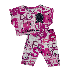 Daga Girls Bright Pink Cropped  T-shirt &amp; Cycling Shorts 