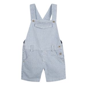 3Pommes Boys Blue Cotton Pin Striped Dungarees