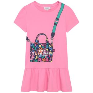 MARC JACOBS Girls Pink Colourful Tote Bag Logo Dress