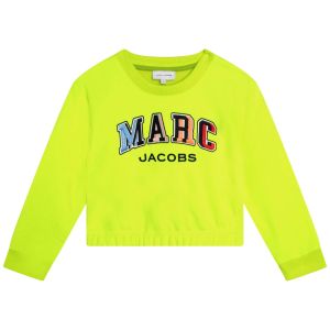 MARC JACOBS Girls Neon Yellow Cropped Logo Sweatshirt