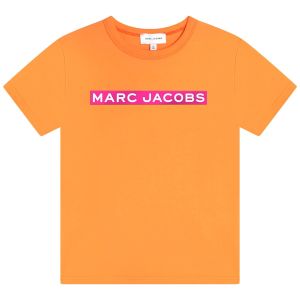 MARC JACOBS Girls Oranage and Neon Pink Logo T-Shirt