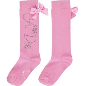 A&#039;Dee &#039;Annabella&#039; Bow &amp; Diamanté Peony Pink Knee High Socks