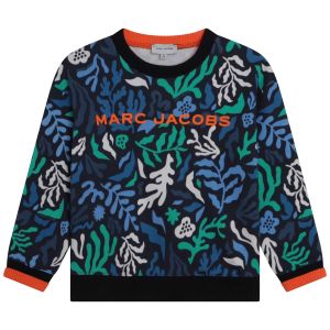  MARC JACOBS Boys Blue Cotton Coral Print Logo Sweatshirt