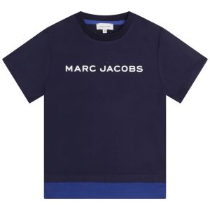MARC JACOBS Boys Royal Blue Trim Organic Cotton Navy T-Shirt