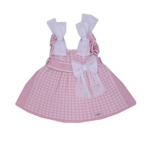 Rahigo Girls Pink/White Drop Waist Dress