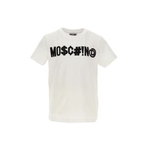 Moschino KidS White T-Shirt With Large Black Embroidered Logo