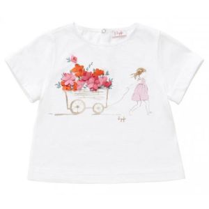 IL Gufo Girl's White T-Shirt With Little Girl Print