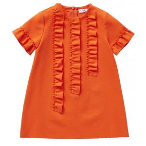IL Gufo Girl's Orange Ruffle Dress