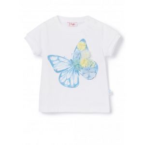 Il Gufo Girls White Cotton Butterfly T-Shirt
