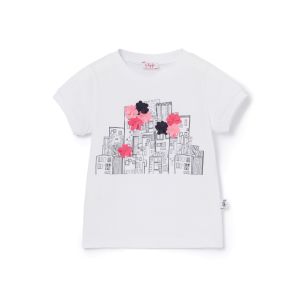 Il Gufo Girls City and Flower Print Cotton T-Shirt