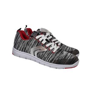 Geox Boys "Xunday" Grey Pattern Lace Up Trainers With Red Trim