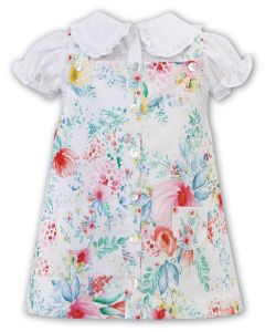 Sarah Louise Girls Floral Cotton Dress & Blouse Set