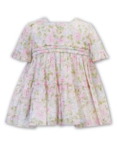 Sarah Louise Girls Pink & Green Floral Dress