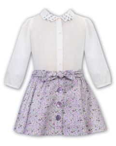 Sarah Louise Girls Ivory And Lilac Floral Two Piece Skirt Set