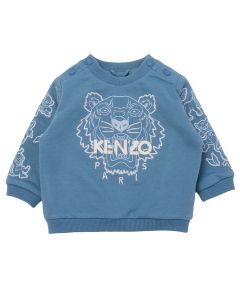 KENZO KIDS Baby Boys Blue Iconic Tiger Ivory Logo Sweatshirt