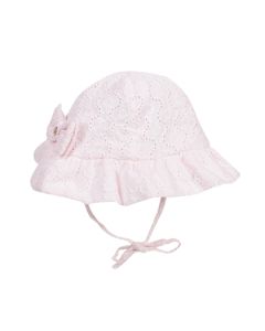 Lili Gaufrette Girl's Broderie Anglais Pink Sun Hat