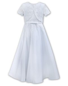 Sarah Louise White Satin And Tulle Dress with Attached Bolero