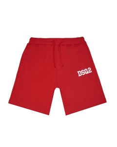 DSQUARED2 Red Cotton Shorts With Printed White Logo