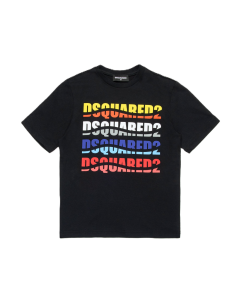 DSQUARED2 Black Contrasting, All-Over Logo T-Shirt