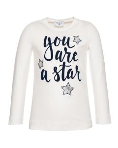 Monnalisa Girls Ivory Cotton You Are A Star Top