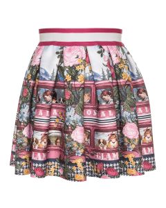 Monnalisa Pink Floral Neoprene Skirt