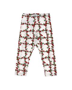 Monnalisa White & Red Cotton Cherry Pattern Leggings