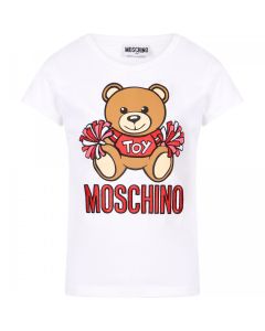 Moschino Kid-Teen White Teddy Bear Logo Cheerleader T-Shirt
