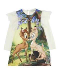 Monnalisa Ivory Bambi Print Dress