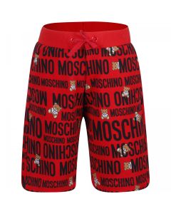 Moschino Kid-Teen Red and Black Cotton Bermuda Shorts