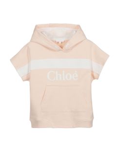 Chloé Girls Pink Logo Short Sleeved  Hoodie