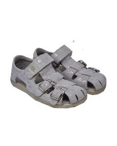 Richter Girls Grey Sandals With Pearlescent Spots And Silver Buckles