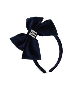 Monnalisa Blue Velvet Bow Diamanté Hairband