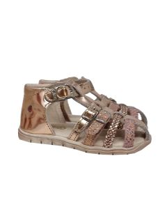 Gbb Girls Rose Gold Leather Multi Textured Sandals