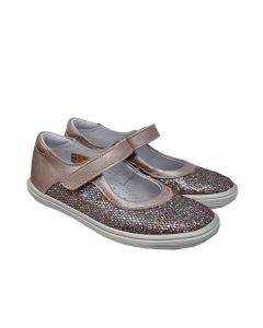 Gbb Girls Pale Pink Glitter "Placida" Velcro Dolly Shoes