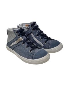 Achile Girls Pale Blue Lace Up "Kami" Shoes With Side Zip