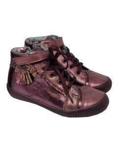 Catimini Girls "Rosia" Purple Boots With Side Zip And Glitter Detail
