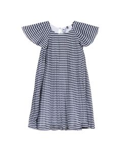 3Pommes Girl's Navy And White Striped Chiffon Dress