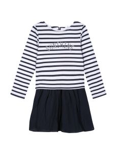 3Pommes White and Blue Striped Dress